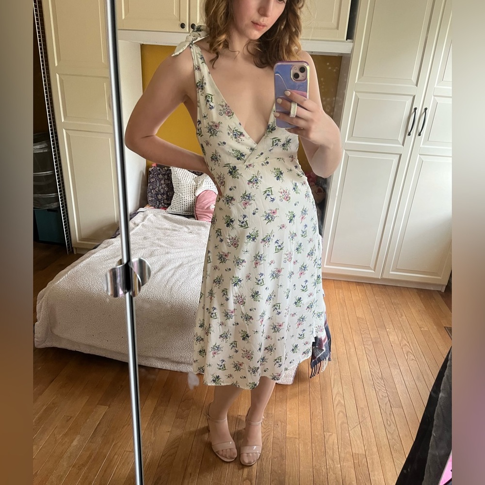 White Floral Sundress Cocktail Dress